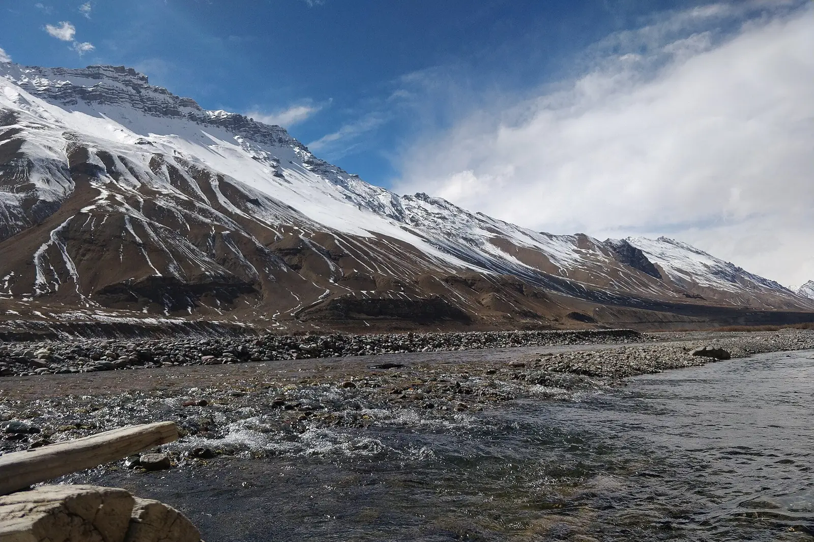 Snow-covered mountains in Spiti valley in winter